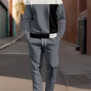 Mens-Simple-Colorblock-Round-Neck-Casual-Sports-Set-0196.